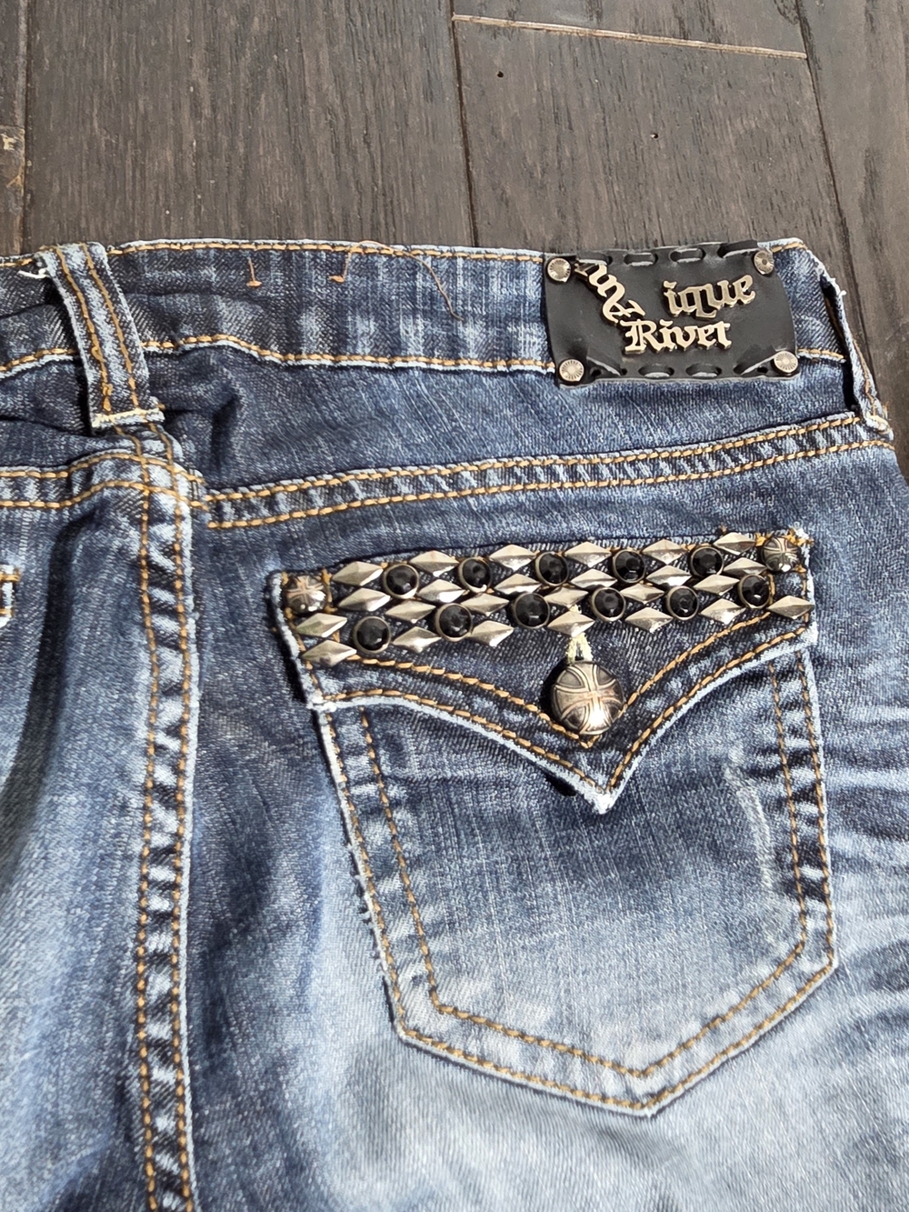 Antique Rivet Jeans Womens 28 Denim Low Rise Straight Stretch